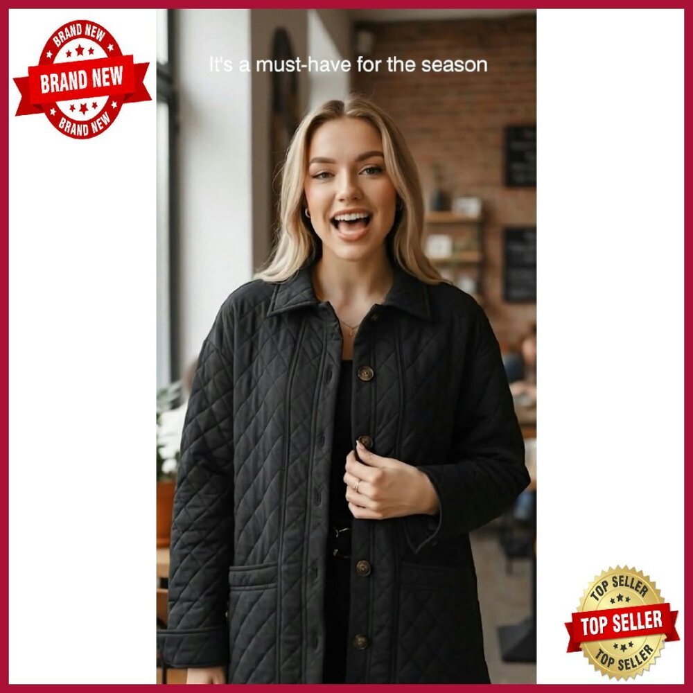 Lightweight Quilted Jacket Diamond Button Shacket… - image 7